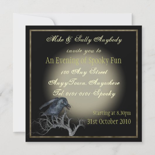 Black Crow Gothic-Party Einladungen (Rückseite)