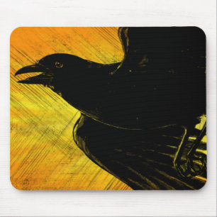 Black Crow Grunge Maus Pad Mousepad
