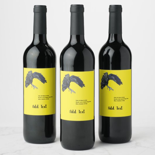 Black Crow & Haiku Personalisiert Weinetikett (Flaschen)
