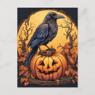 Black Crow Happy Halloween Postkarte
