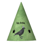 Black Crow Lila Birthday Party Hat grüne Stars Partyhütchen (Vorderseite)