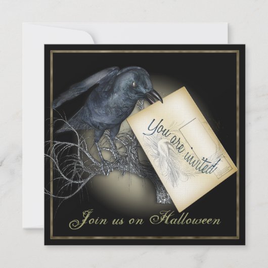 Black Crow Luxury Party Einladung (Vorderseite)