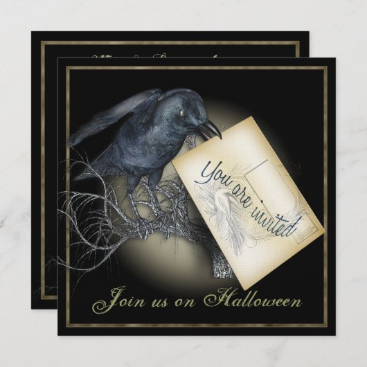 Black Crow Luxury Party Einladung (Vorne/Hinten)