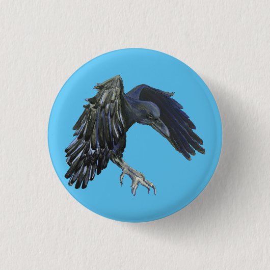 Black Crow Master of Time Illustration Sky Blue Button (Vorderseite)