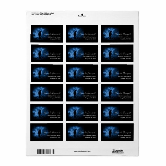 Black Crow mit Runen Dark Goth Style Adressaufkleber (Vorne)