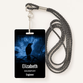 Black Crow mit Runen Dark Goth Style Ausweis