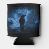 Black Crow mit Runen Dark Goth Style Dosenkühler (Vorderseite)