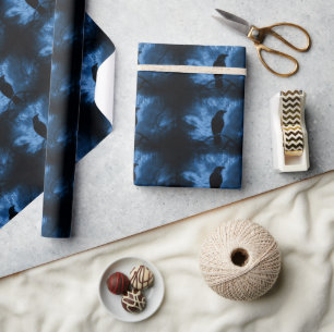 Black Crow mit Runen Dark Goth Style Geschenkpapier