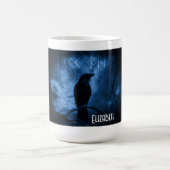 Black Crow mit Runen Dark Goth Style Kaffeetasse (Mittel)