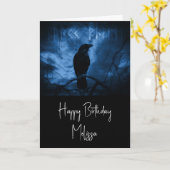 Black Crow mit Runen Dark Goth Style Karte (Gelbe Blume)