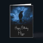 Black Crow mit Runen Dark Goth Style Karte<br><div class="desc">Geburtstagskarte mit einem Bild eines schwarzen Rabe in der Nacht,  auf einem Baumzweig mit Runen oberhalb,  die "schwarzer Rabe" steht gekrönt. Moody und mysteriös Erscheinungsbild.</div>
