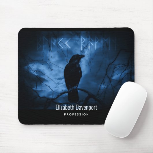 Black Crow mit Runen Dark Goth Style Mousepad (Mit Mouse)