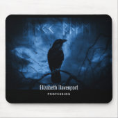 Black Crow mit Runen Dark Goth Style Mousepad (Vorne)