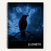 Black Crow mit Runen Dark Goth Style Notizblock (Vorderseite)