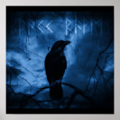 Black Crow mit Runen Dark Goth Style Poster (Vorne)