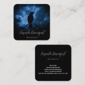 Black Crow mit Runen Dark Goth Style Quadratische Visitenkarte (Vorne/Hinten)