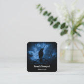 Black Crow mit Runen Dark Goth Style Quadratische Visitenkarte (Stehend Vorderseite)