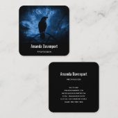 Black Crow mit Runen Dark Goth Style Quadratische Visitenkarte (Vorne/Hinten)