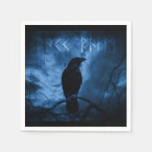 Black Crow mit Runen Dark Goth Style Serviette (Vorderseite)