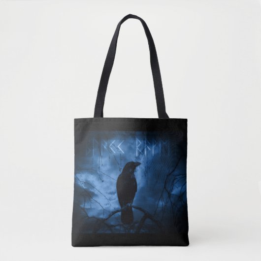 Black Crow mit Runen Dark Goth Style Tasche (Vorderseite)