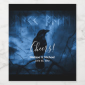 Black Crow mit Runes Dark Goth Style Cheers Weinetikett (Einzelnes Label)