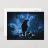 Black Crow mit Runes Dark Goth Style Vielen Dank Postkarte (Vorne/Hinten)