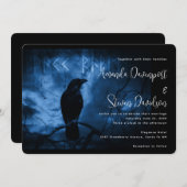 Black Crow mit Runes Dark Goth Style Wedding Einladung (Vorne/Hinten)