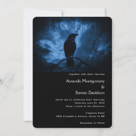 Black Crow mit Runes Dark Goth Style Wedding Einladung