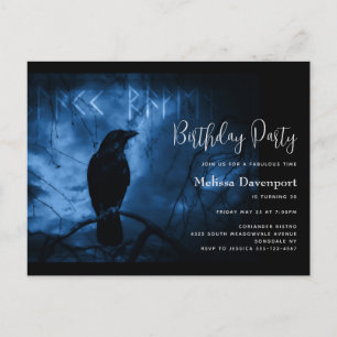 Black Crow mit Runes Goth Birthday Einladung Postkarte