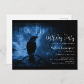 Black Crow mit Runes Goth Birthday Einladung Postkarte (Vorne/Hinten)