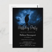 Black Crow mit Runes Goth Birthday Einladung Postkarte (Vorne/Hinten)