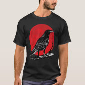 Black Crow Occult Japan Gothic Raven Bird Red Moon T-Shirt (Vorderseite)