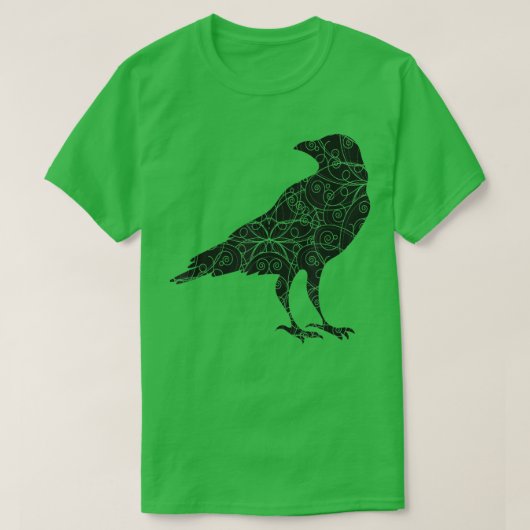 Black Crow Raven Bird-Silhouette T-Shirt (Design vorne)