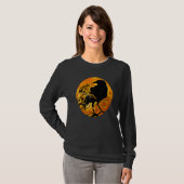 Black Crow Raven Bird & Specter Against Orange Ful T-Shirt (Vorne ganz)
