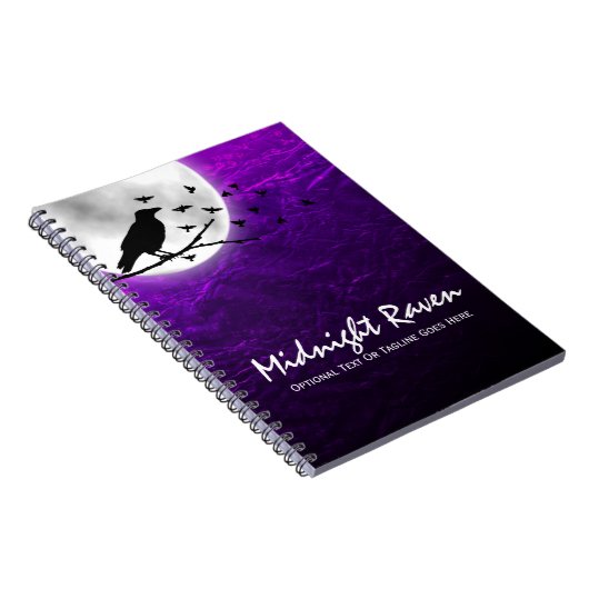 Black Crow Raven Silhouette auf Moon Edgy Gothic Notizblock (Rechte Seite)
