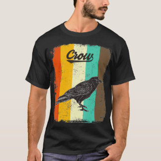 Black Crow Retro 70er Vintager Bird Lover Art T-Shirt