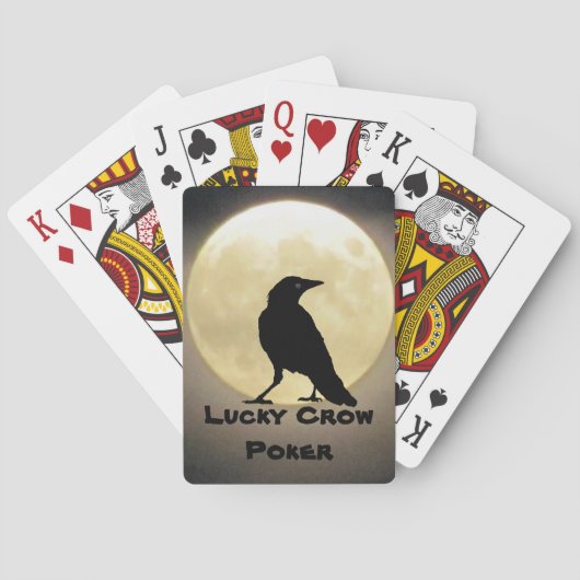Black Crow Silhouette und Moon Lucky Crow Poker Spielkarten (Rückseite)
