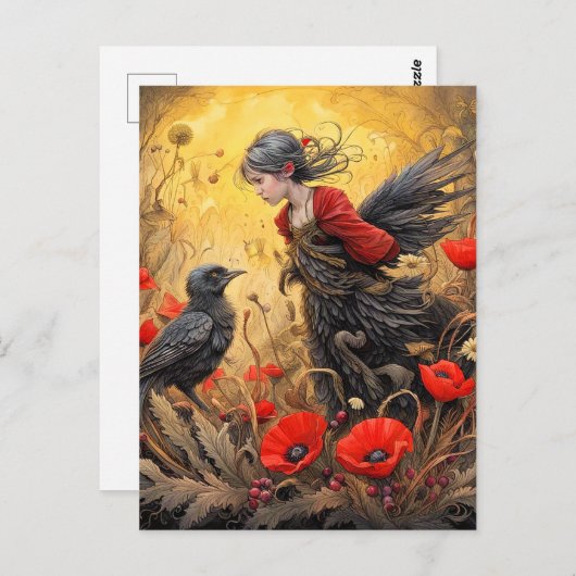 Black Crow Transforming Designers Art Postkarte (Vorne/Hinten)