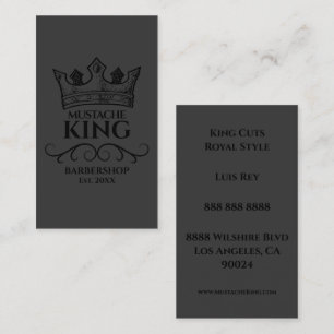 Black Crown King Mustache Barbershop Business Card Visitenkarte