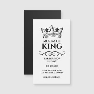 Black Crown King Mustache Barbershop Magnet Card