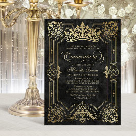 Black Crown Tiara Elegante Quinceanera Einladung