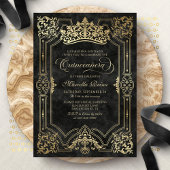 Black Crown Tiara Elegante Quinceanera Einladung