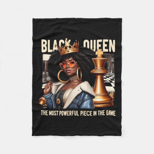 Black Culture Black Queen Schach Empowerment Black Fleecedecke (Vorderseite)