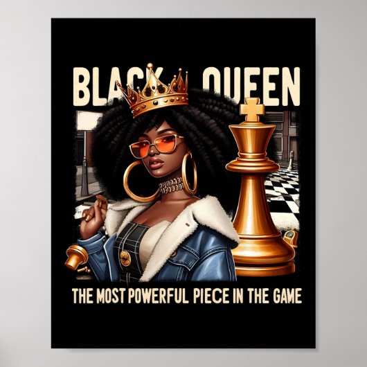 Black Culture Black Queen Schach Empowerment Black Poster (Vorne)