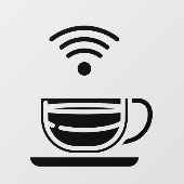 Black Cup of Coffee Free WI-FI Netzwerk Fensteraufkleber (Blatt)