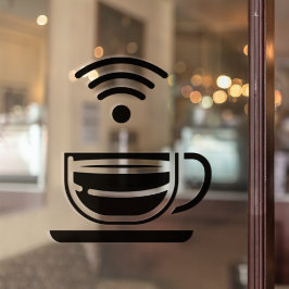 Black Cup of Coffee Free WI-FI Netzwerk Fensteraufkleber