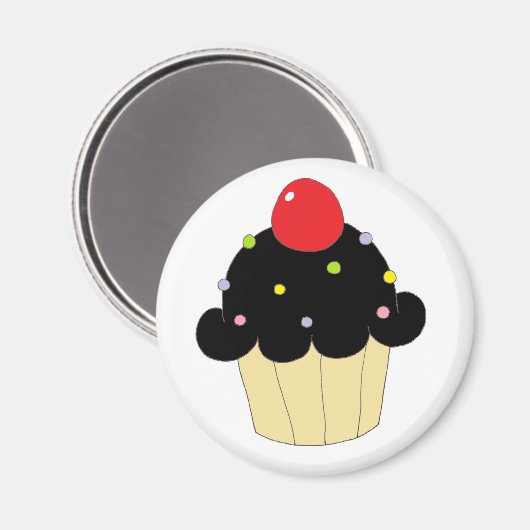 Black Cupcake Magnet (Vorderseite/Rückseite)