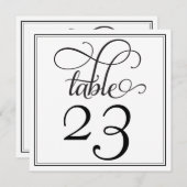 Black Curly Script-Tischnummer Einladung (Vorne/Hinten)