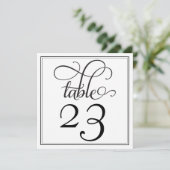 Black Curly Script-Tischnummer Einladung (Stehend Vorderseite)