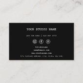 Black Custom 3 Foto Fotograf Business Card Visitenkarte (Rückseite)
